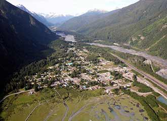 Aerial view of Stewart, BC