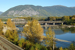 View of a bridge and the Skeena river